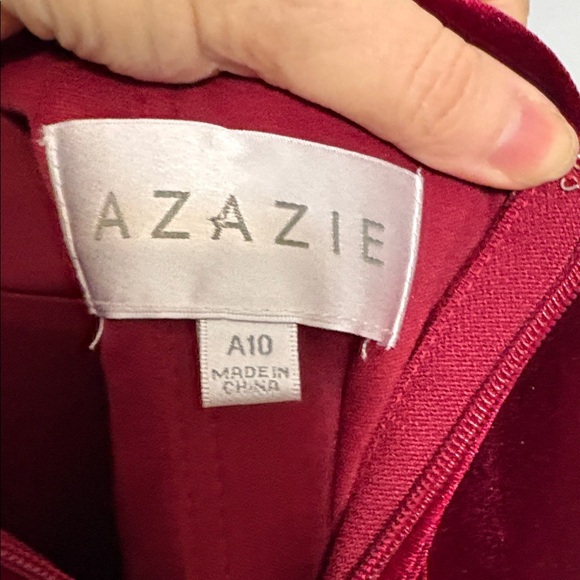 Azazie Burgundy Velvet Maxi Dress Flutter Sleeve Formal Bridesmaid A10 - Picture 6 of 6
